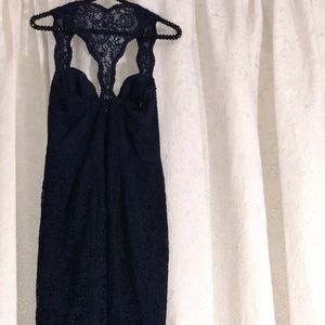 Navy lace midi formal dress
